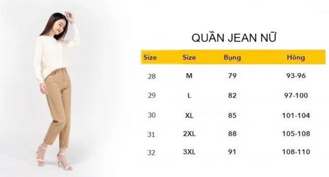 Cách chọn size quần jean nữ lên dáng cực chuẩn