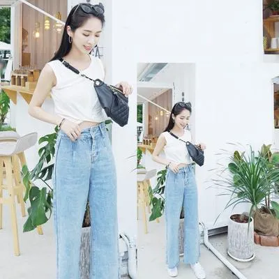 Cách mặc quần jean ống rộng chuẩn như fashionista