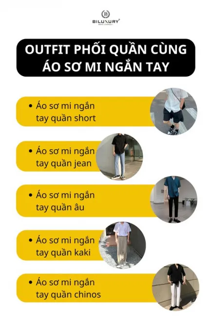 Gợi Ý 6+ Cách Phối Đồ Áo Sơ Mi Tay Ngắn Nam Đẹp & Thu Hút