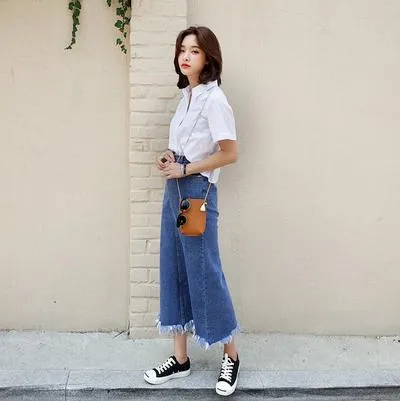 Quần culottes? Học thuộc ngay 1001 cách phối đồ với quần culottes jean cứ diện là xinh!!!