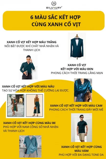 Xanh cổ vịt kết hợp với màu gì theo xu hướng thời trang nhất?